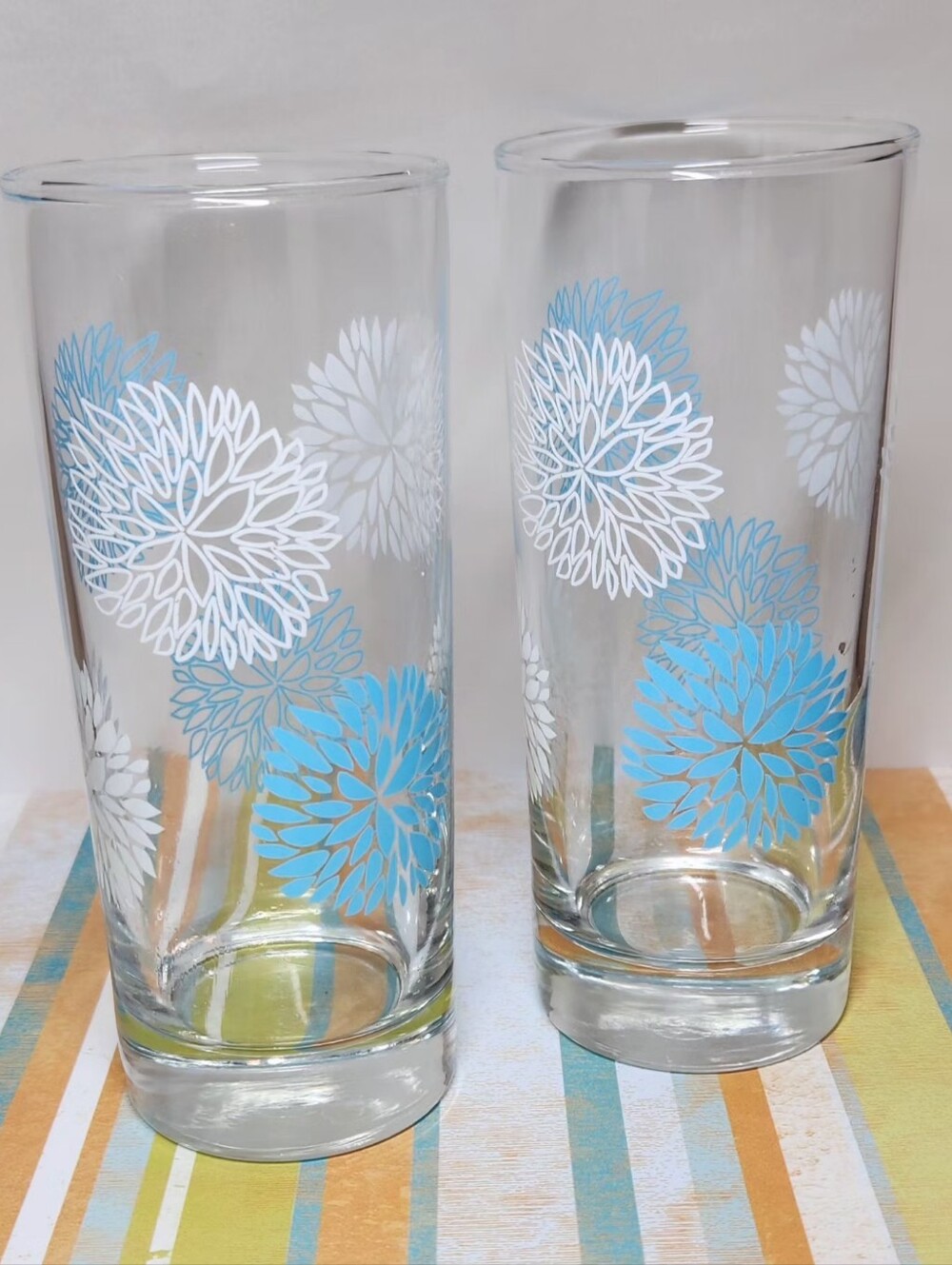 Vintage 1970's IKEA Atomic Sunburst Tom Collins Glasses Highball Tumblers